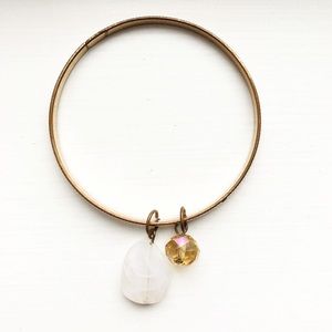 Vintage thin gold stacking bangle charm bracelet